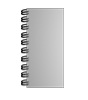 Broschüre mit Metall-Spiralbindung, Endformat DIN lang (99 x 210 mm), 128-seitig