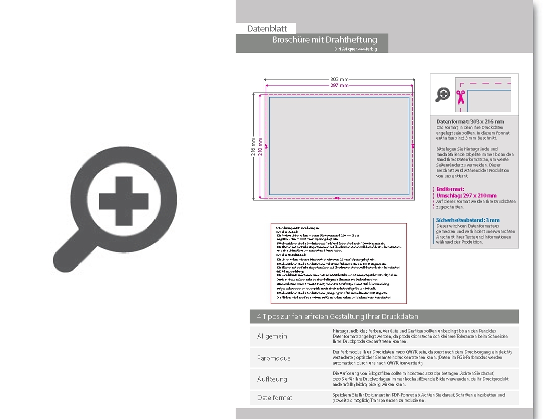 Product Bild brosch__re_mit_drahtheftung__endformat_din_a4_quer__8-seitig