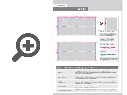 Product Bild faltblatt__gefalzt_auf_15_0_cm_x_26_5_cm__6-seiter_(zickzackfalz)__beidseitig_bedruckt_(4_4_farbig_+_2_sonderfarben_hks)