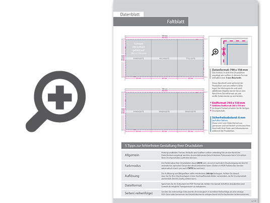 Product Bild faltblatt__gefalzt_auf_26_5_cm_x_15_0_cm__6-seiter_(wickelfalz)__beidseitig_bedruckt_(4_4_farbig_+_2_sonderfarben_hks)