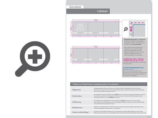 Product Bild faltblatt__gefalzt_auf_26_5_cm_x_15_0_cm__6-seiter_(zickzackfalz)__beidseitig_bedruckt_(4_4_farbig_+_1_sonderfarbe_hks)