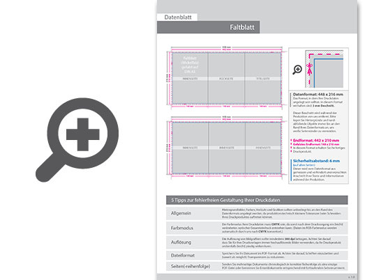 Product Bild hochglanz-uv-lack_faltblatt__gefalzt_auf_din_a5__vertikaler_wickelfalz__6-seitig