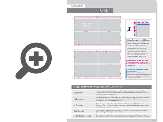 Product Bild faltblatt__gefalzt_auf_din_a5_quer__4-seiter__beidseitig_bedruckt_(4_4_farbig_+_2_sonderfarben_hks)