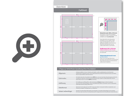 Product Bild faltblatt__gefalzt_auf_din_lang__6-seiter_(wickelfalz)__beidseitig_bedruckt_(4_4_farbig_+_2_sonderfarben_hks)
