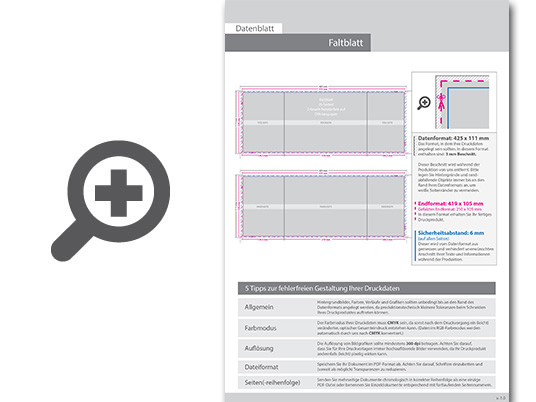 Product Bild faltblatt__gefalzt_auf_din_lang_quer__6-seiter_(2-bruch_fensterfalz)__beidseitig_bedruckt_(4_4_farbig_+_1_sonderfarbe_hks)