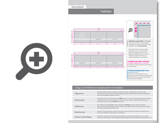 Product Bild faltblatt__gefalzt_auf_din_lang_quer__6-seiter_(zickzackfalz)__beidseitig_bedruckt_(4_4_farbig_+_1_sonderfarbe_hks)
