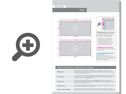 Product Bild flyer_din_lang_quer_(21_0_cm_x_10_5_cm)__einseitig_bedruckt_(4_0_farbig_+_2_sonderfarben_hks)