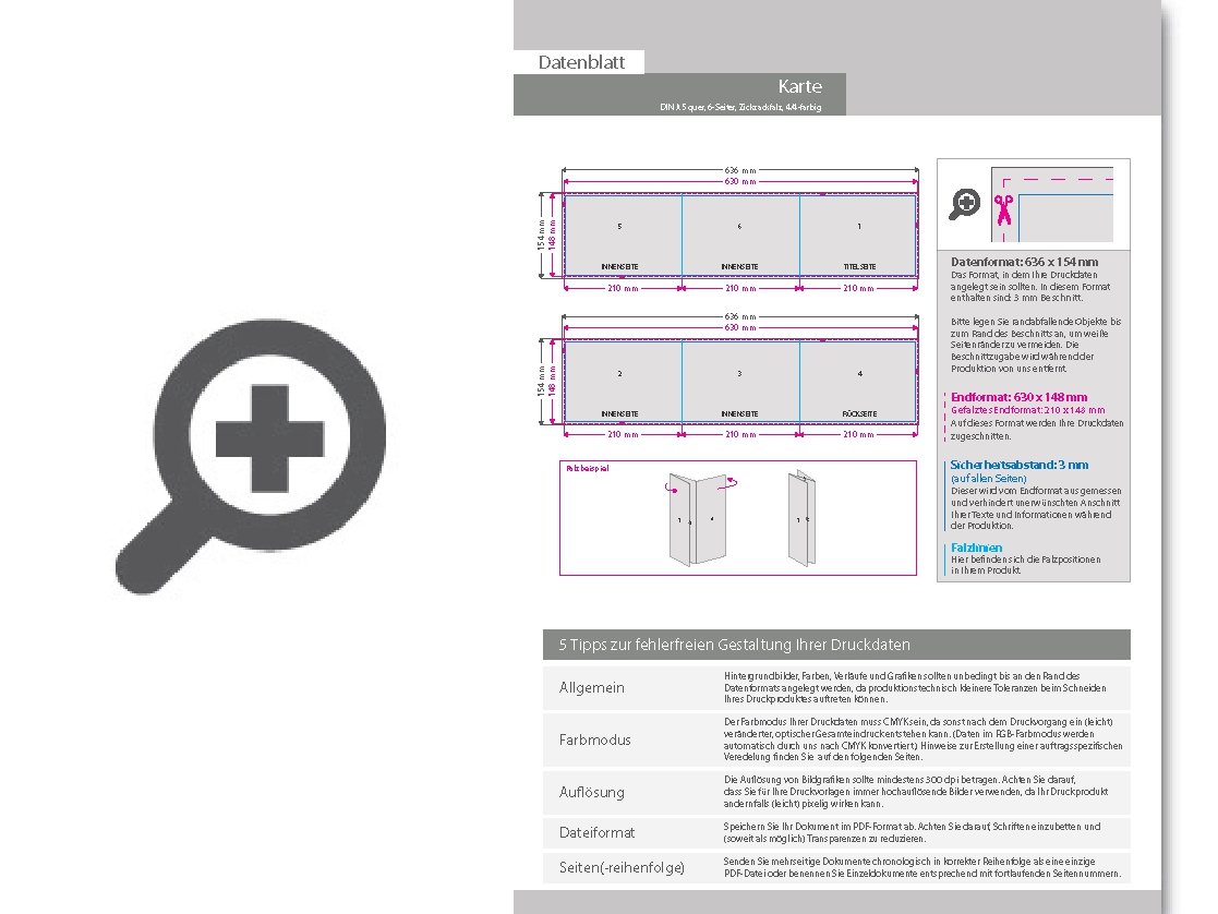 Product Bild einladungskarte__gefalzt_auf_din_a5_quer__vertikaler_zickzackfalz__6-seitig